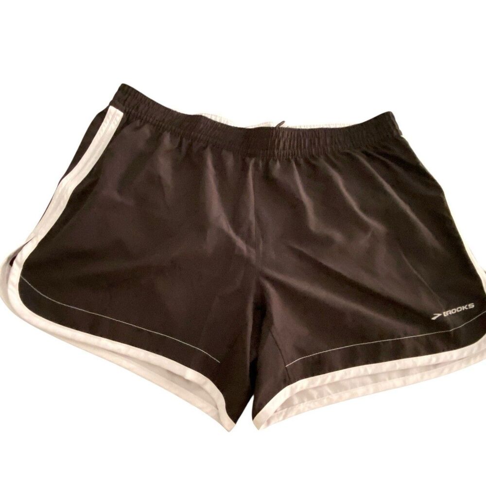 Brooks Equilibrium Technology L Black White Women's Athletic Running Shorts NWOT